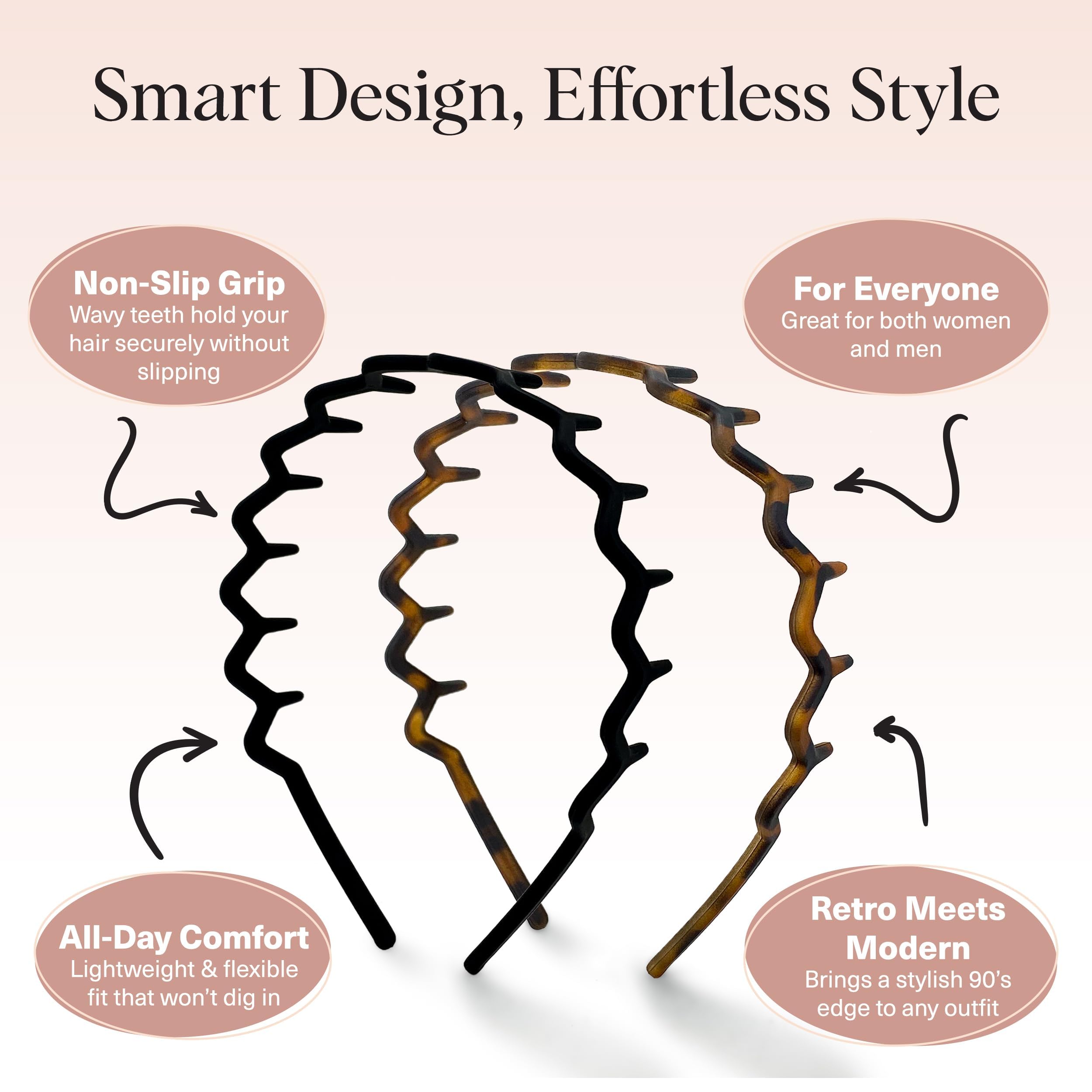 Diadema Zig Zag de Kitsch con diseño moderno para estilos rápidos.