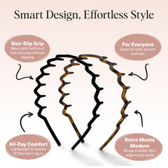 Diadema Zig Zag de Kitsch con diseño moderno para estilos rápidos.