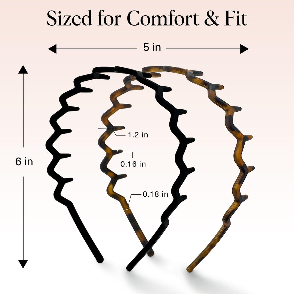 Diadema Zig Zag de Kitsch en negro y carey, apta para cualquier ocasión.