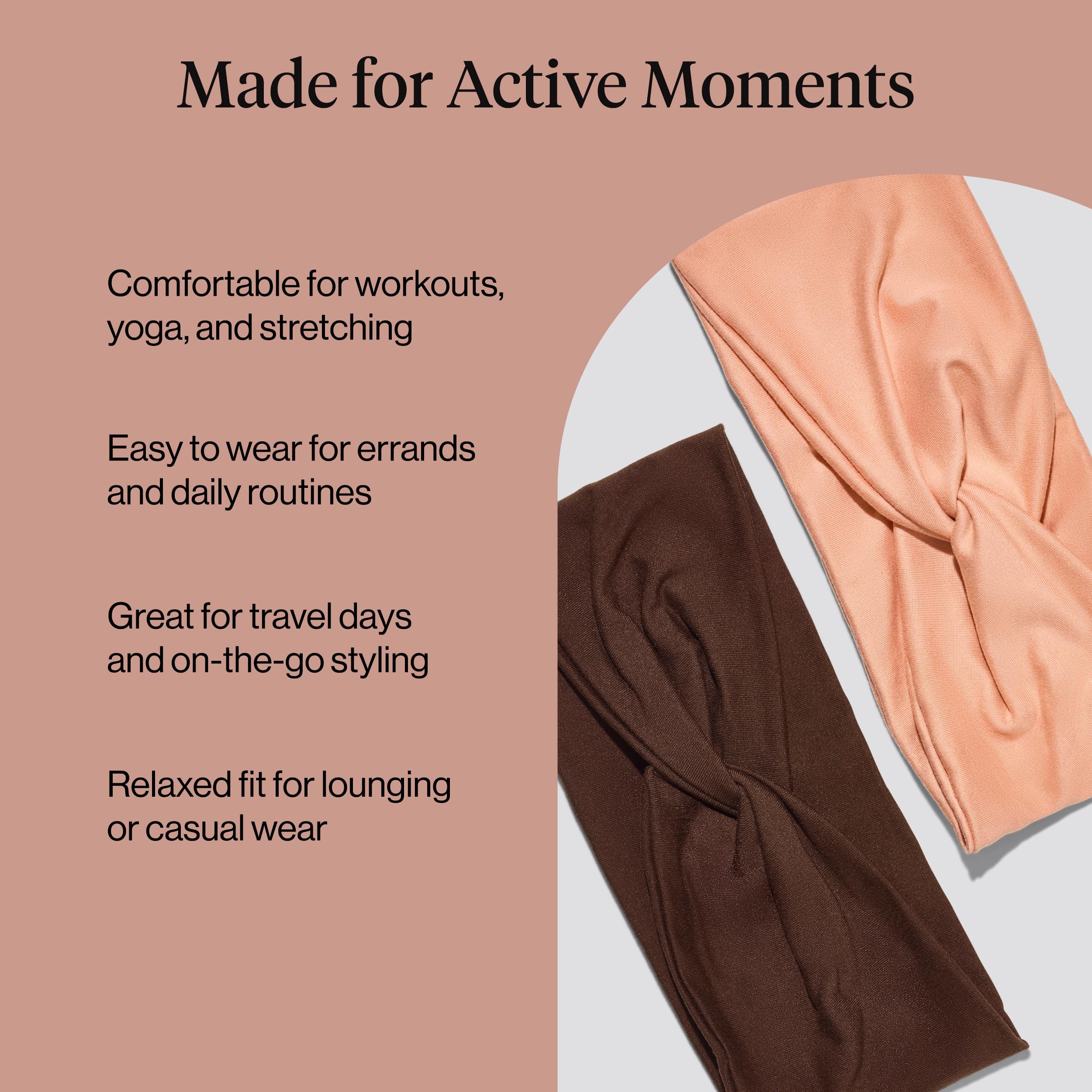 Diademas antideslizantes Kitsch rosewood, ideales para sesiones de cardio y pilates.