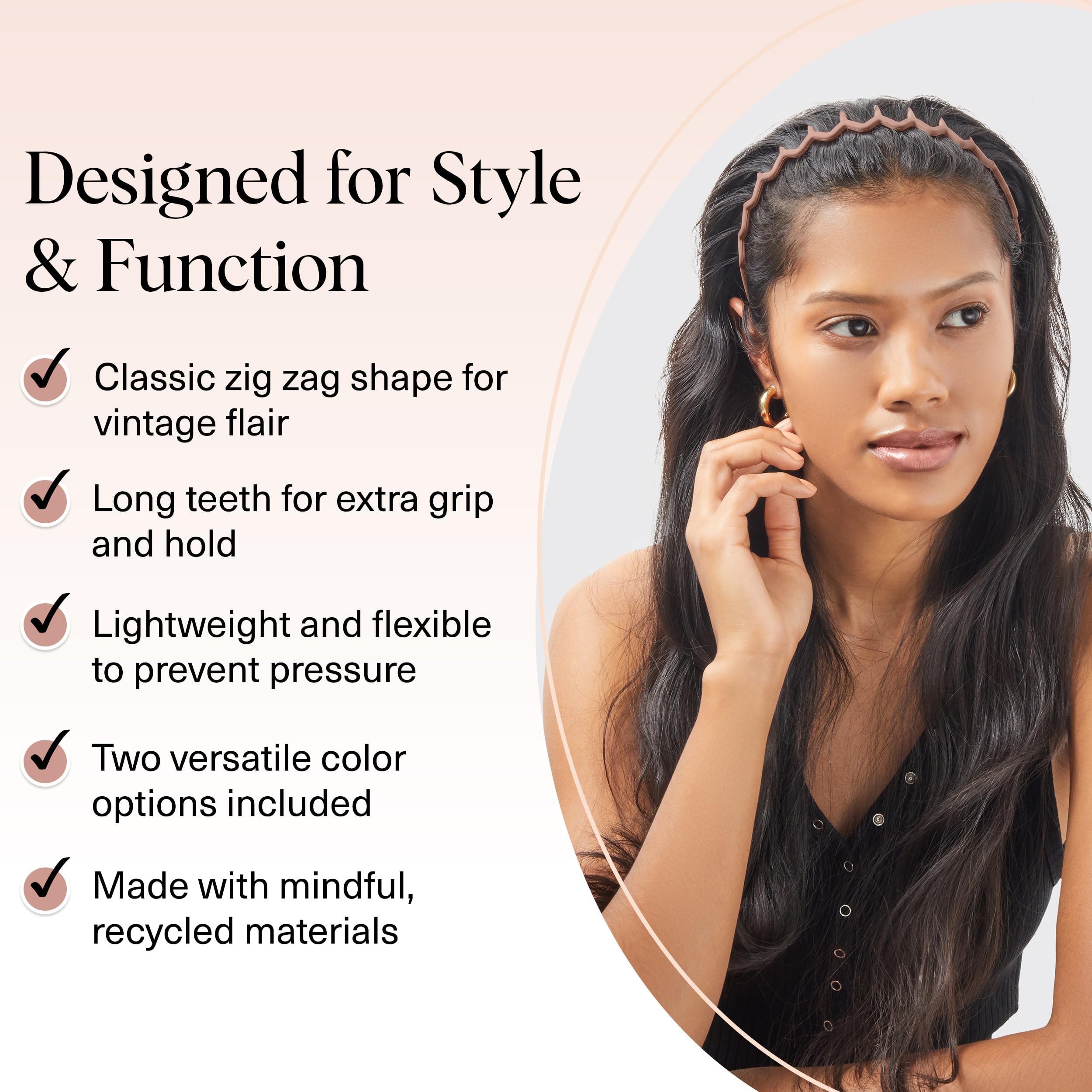 Kitsch diadema zigzag ecoamigable de plástico reciclado.