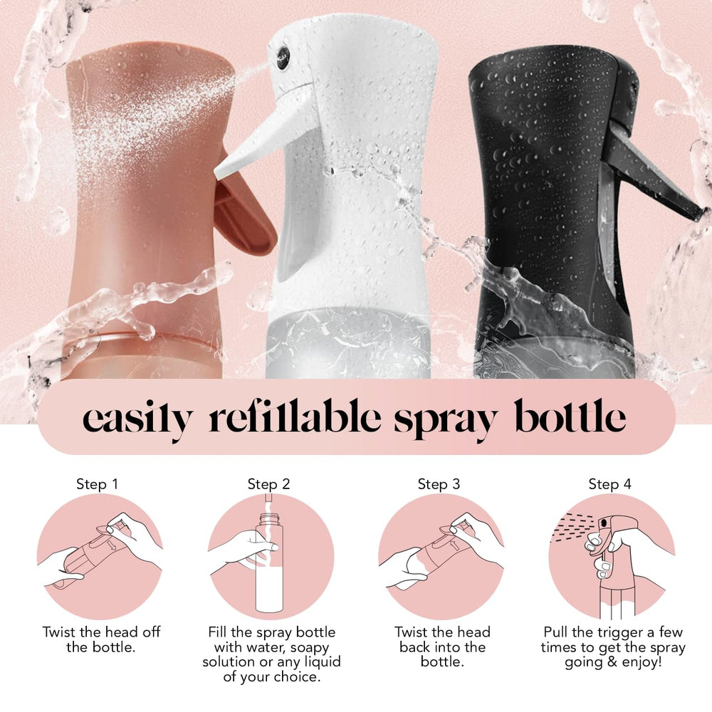 Kitsch diseño ergonómico de pulverizador, acción suave reduce fatiga en peinados.