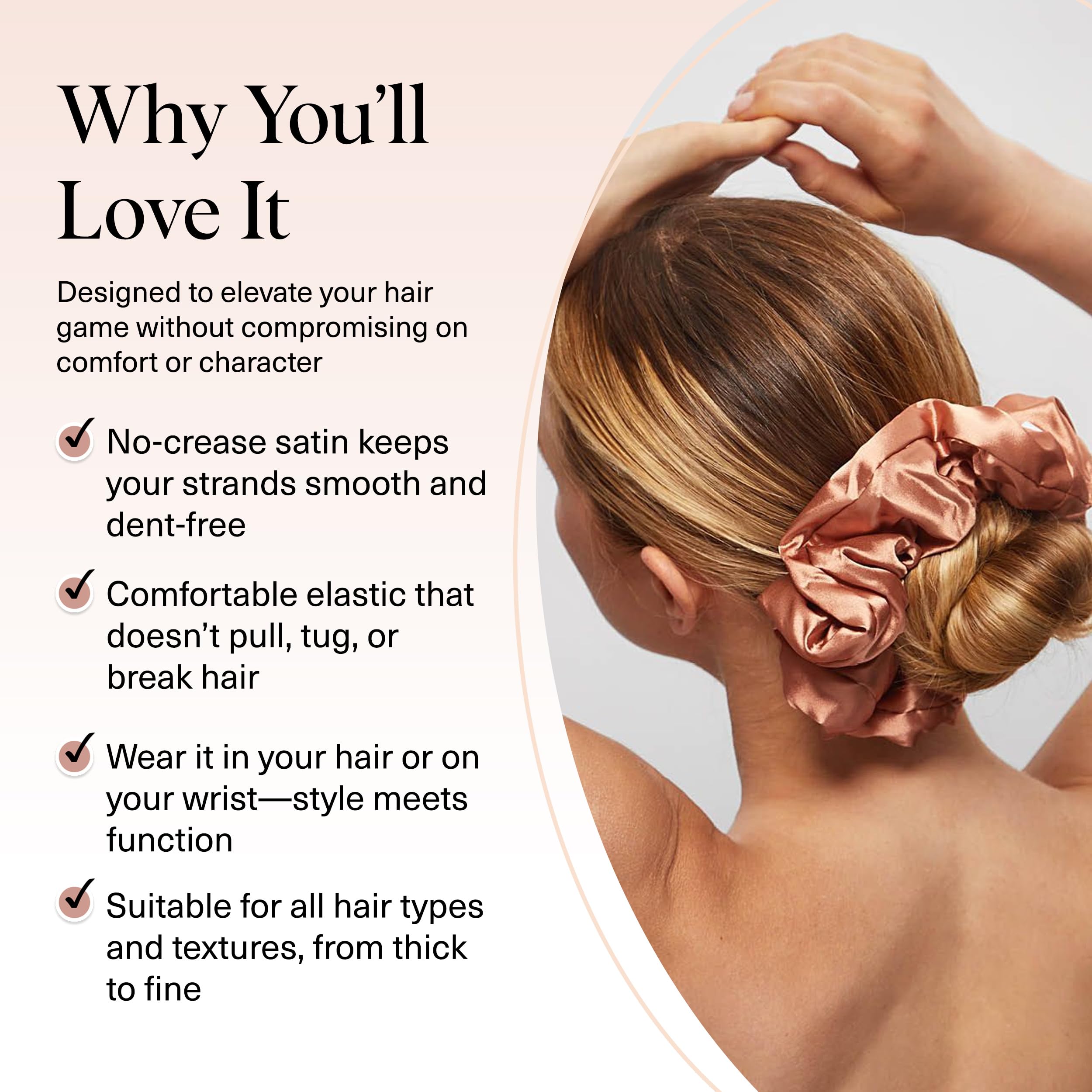 Para coleta o moño, sostienen sin dañar el pelo