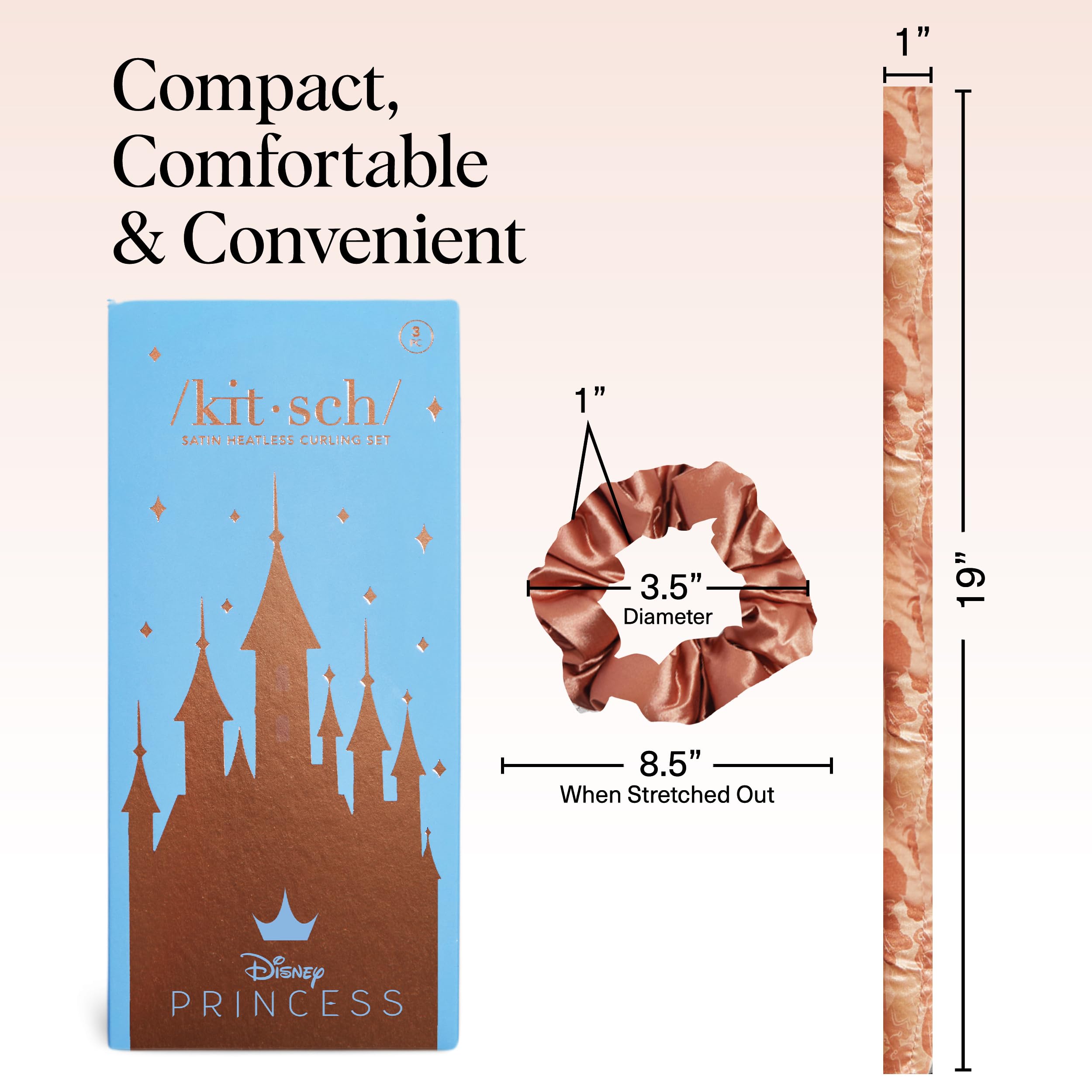 Embalaje compacto de Kitsch Disney Satin facilita transporte y almacenamiento.