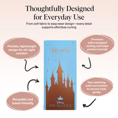 Satén suave envuelve el cabello para un peinado cómodo y sin daño.