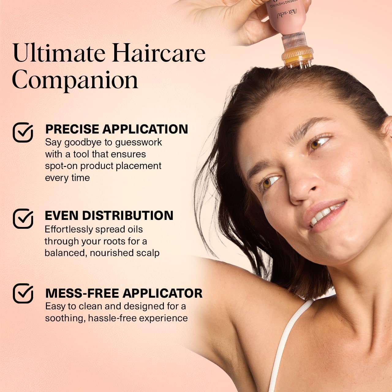 Kitsch aplicador distribuye el aceite capilar sin goteos en raíces.