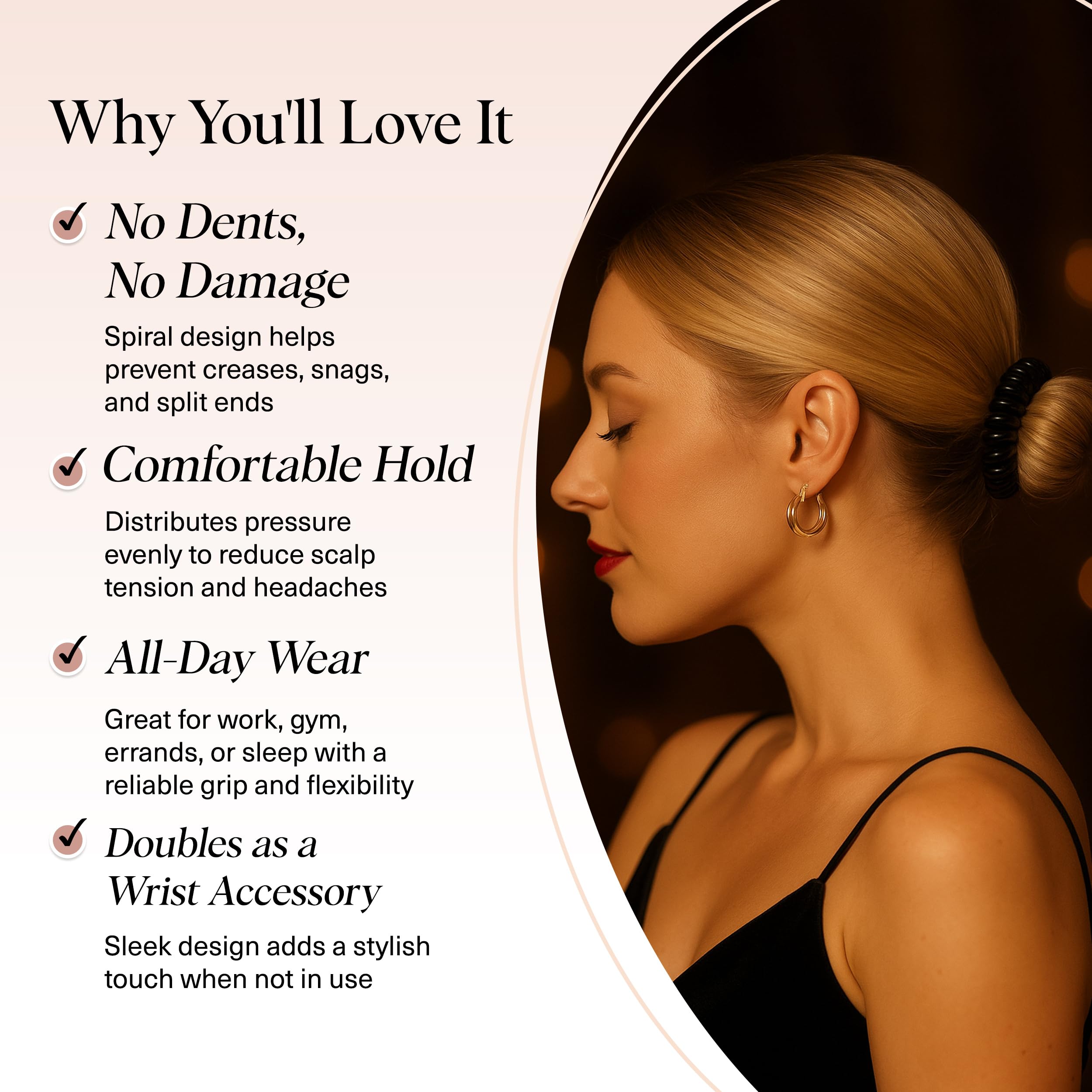 Kitsch espirales para cabello marrón evitan daño y enredos.