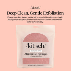 Kitsch esponja de red africana facilita el alcance de la espalda.