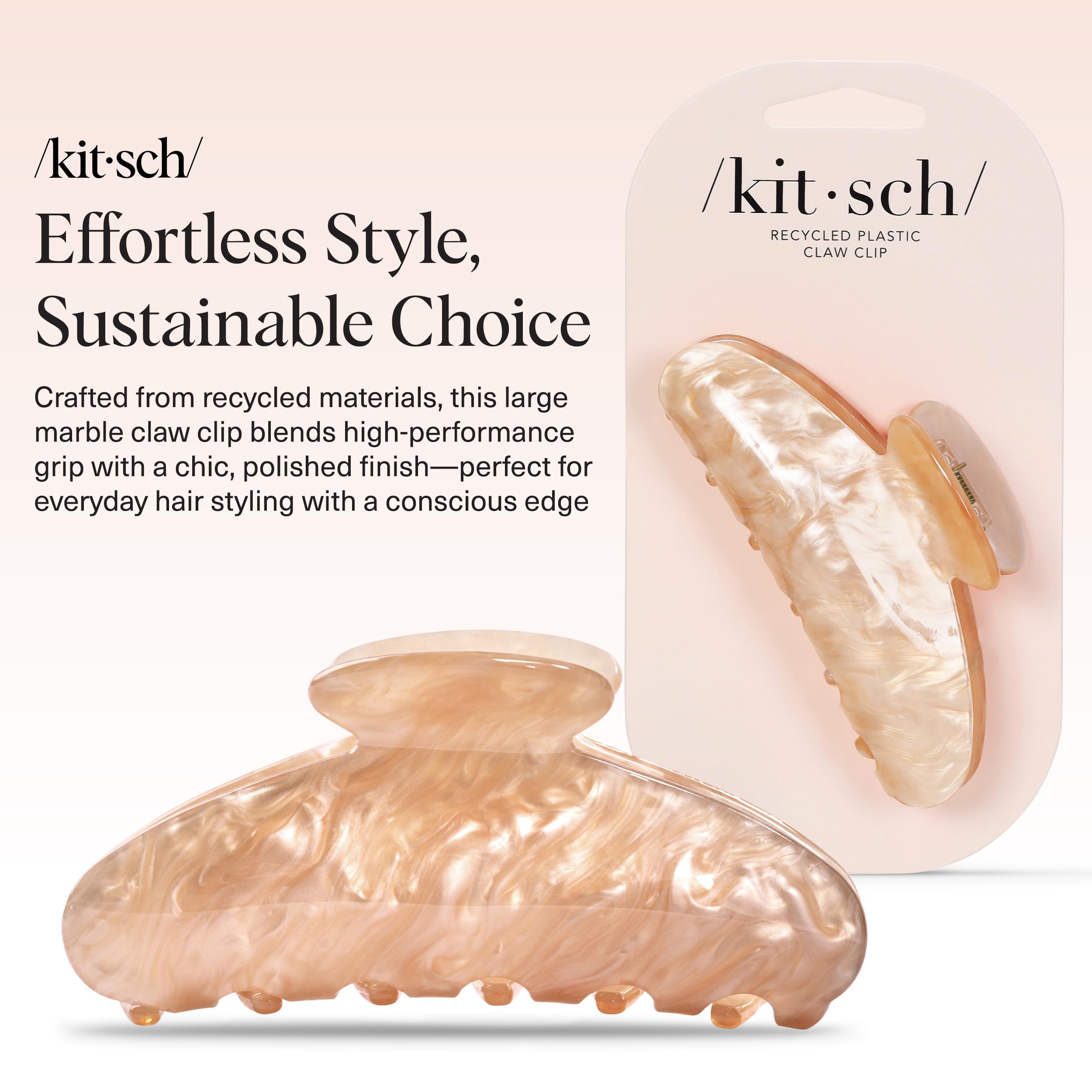 Garra grande de mármol de Kitsch, agarre firme para cabello grueso.