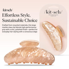 Garra grande de mármol de Kitsch, agarre firme para cabello grueso.