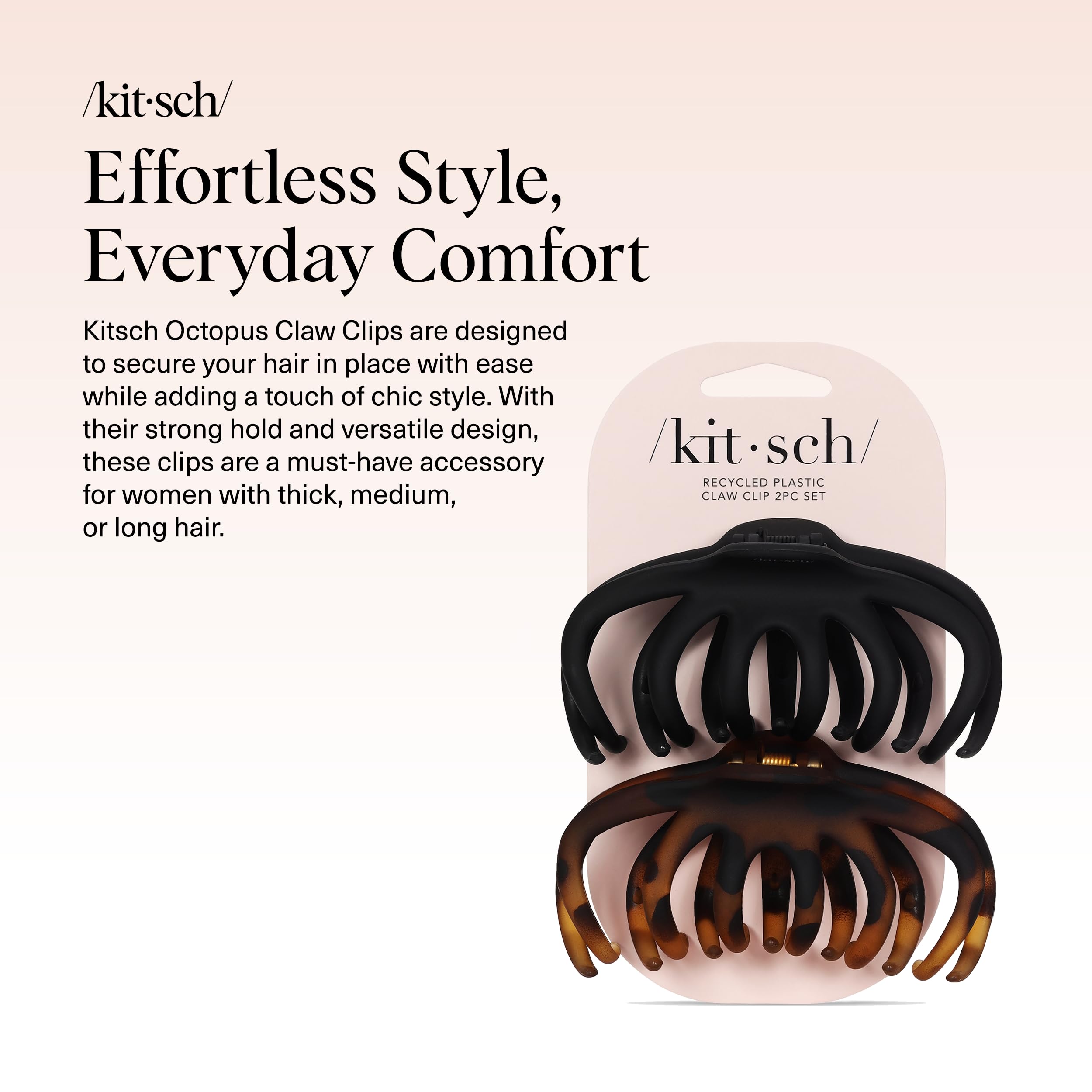 Garra pulpo carey de Kitsch, perfecto para peinados diarios y rápidos.