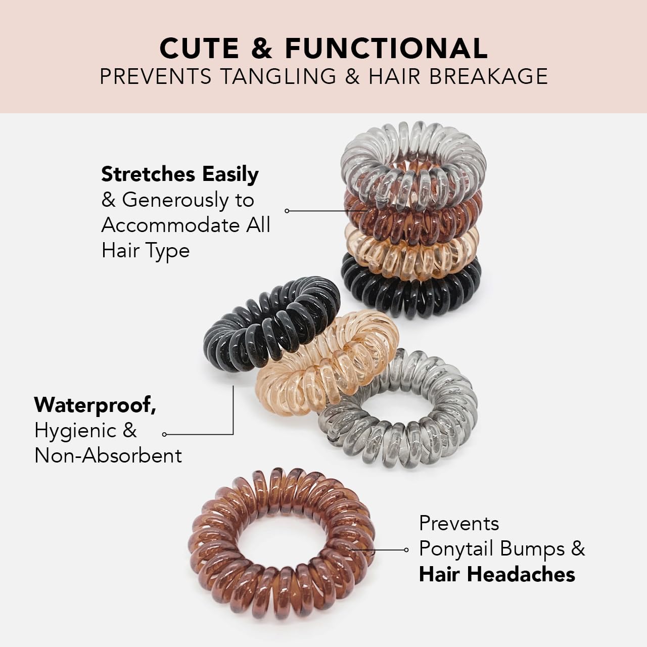 Goma espiral Kitsch para pelo moreno, compatible con peinados.