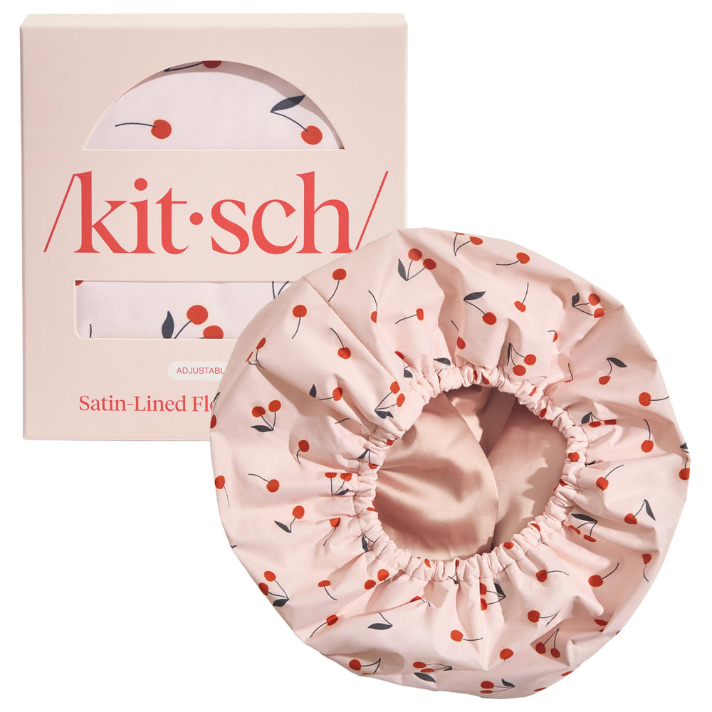 Gorra de ducha Kitsch estampado cereza, estilo chic en el baño