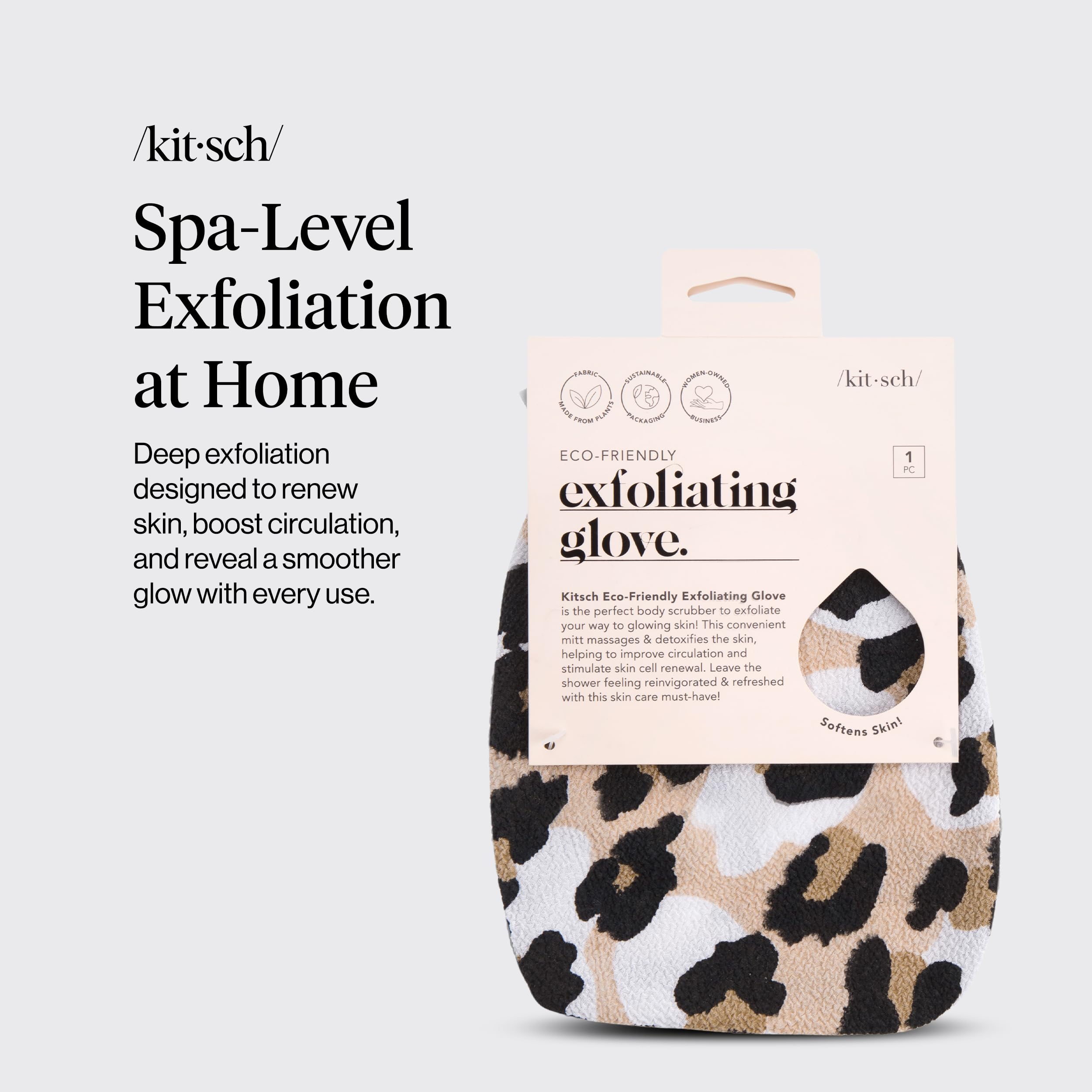 Guante exfoliante de Kitsch para cuerpo, uso diario para textura suave