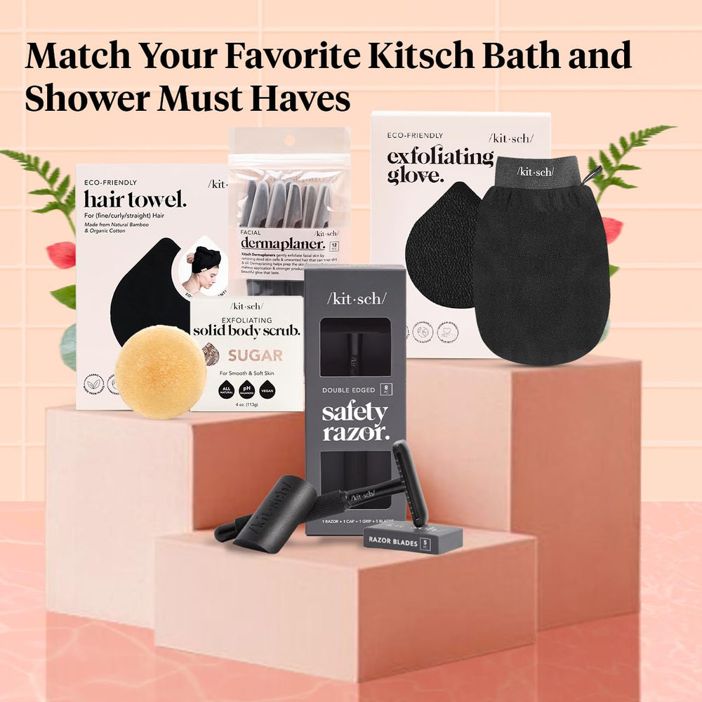 Spa en casa con el guante exfoliante Kitsch para piel suave tras la ducha.