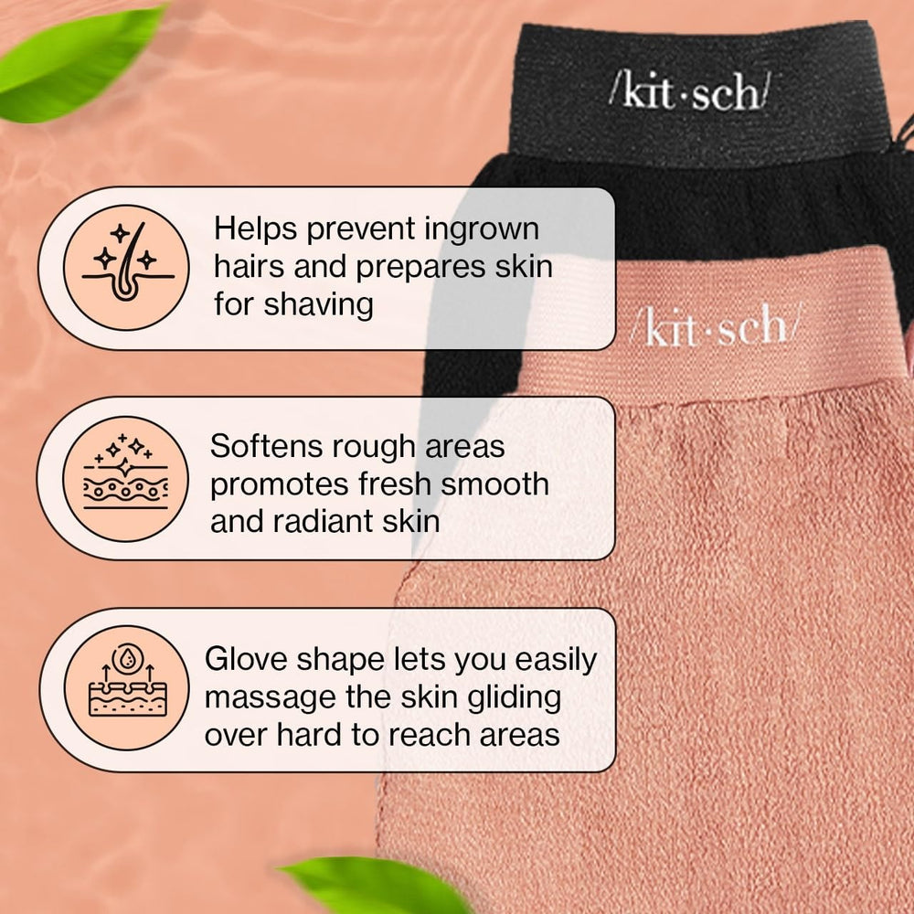 Primer plano del guante exfoliante mostrando la textura suave para uso diario.