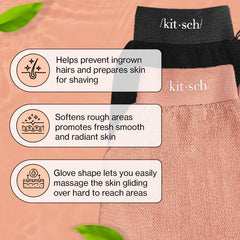 Primer plano del guante exfoliante mostrando la textura suave para uso diario.
