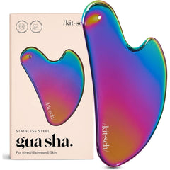 Kitsch Gua Sha de acero inoxidable para la cara, masaje facial con superficie fría para uso diario.