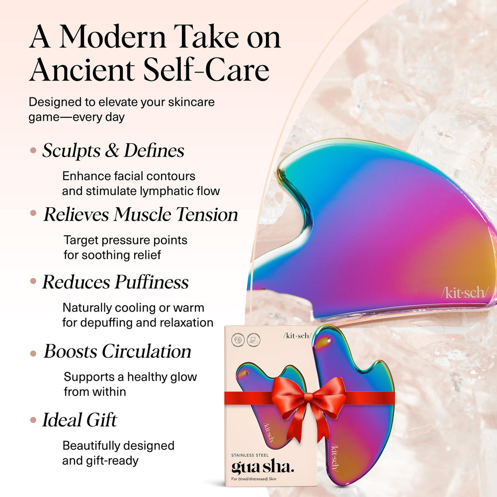 Kitsch Gua Sha de acero inoxidable, definición de la mandíbula mediante masajes precisos.
