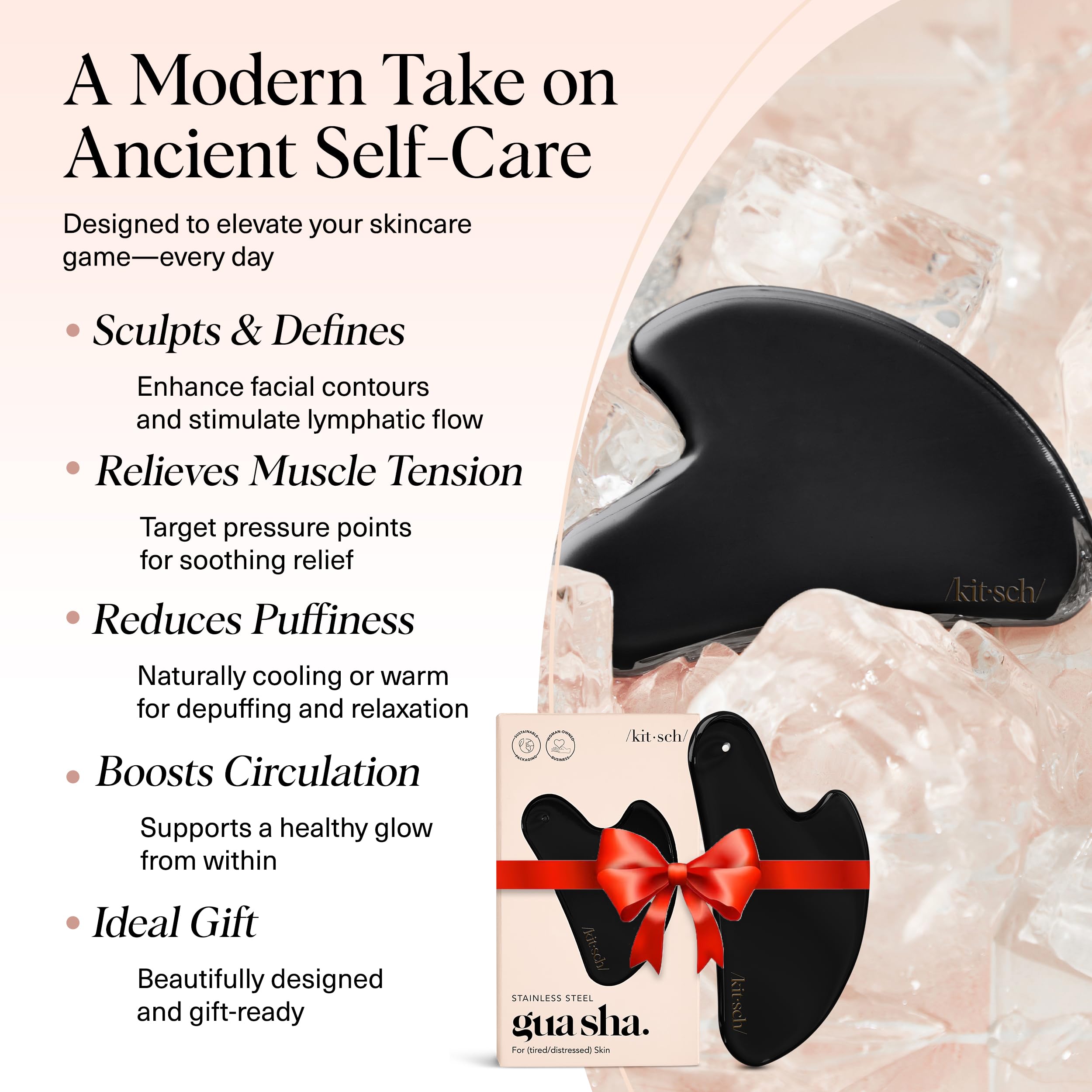 Kitsch Gua Sha para línea mandibular y contorno definido.