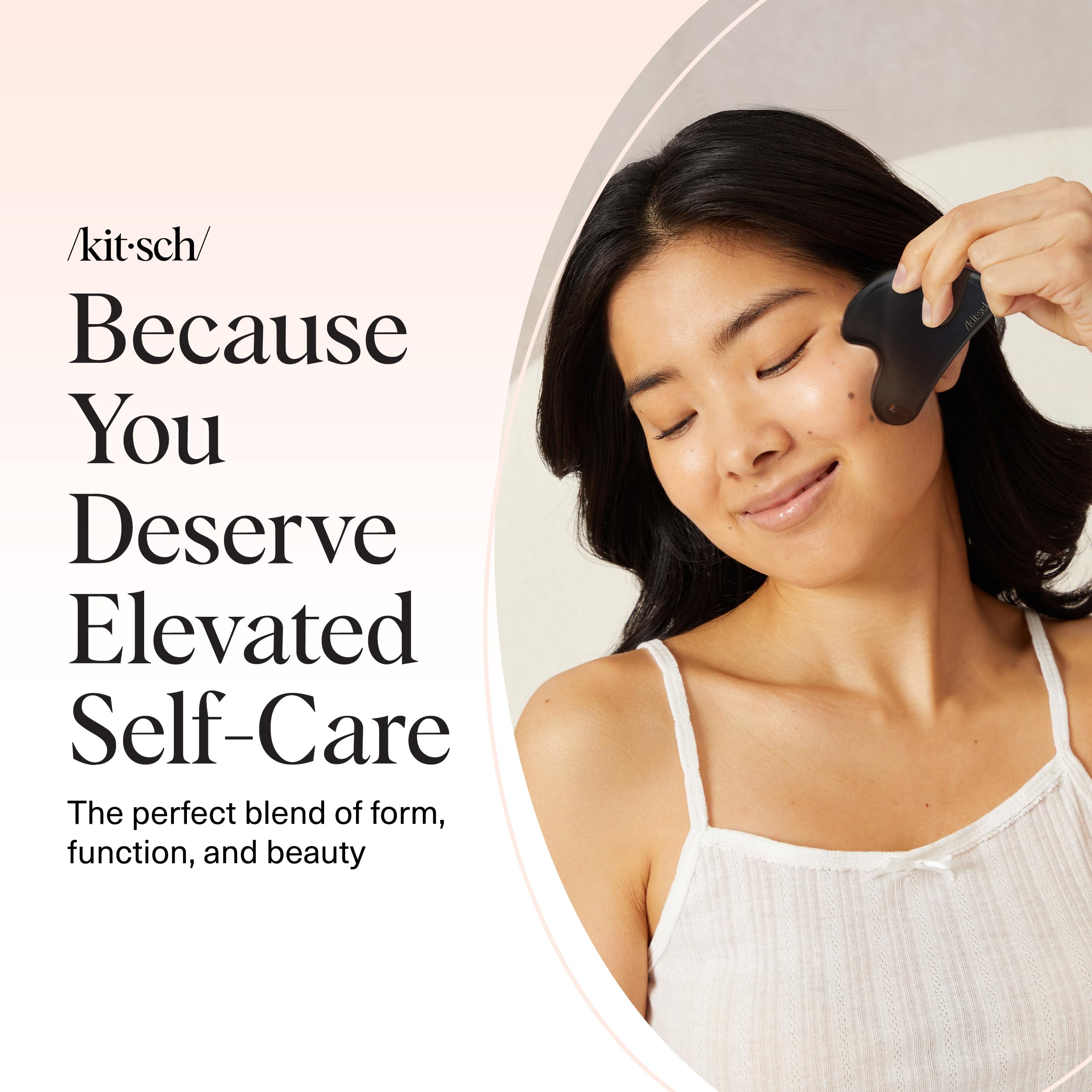 Kitsch Gua Sha permite uso frío o tibio para comodidad facial.