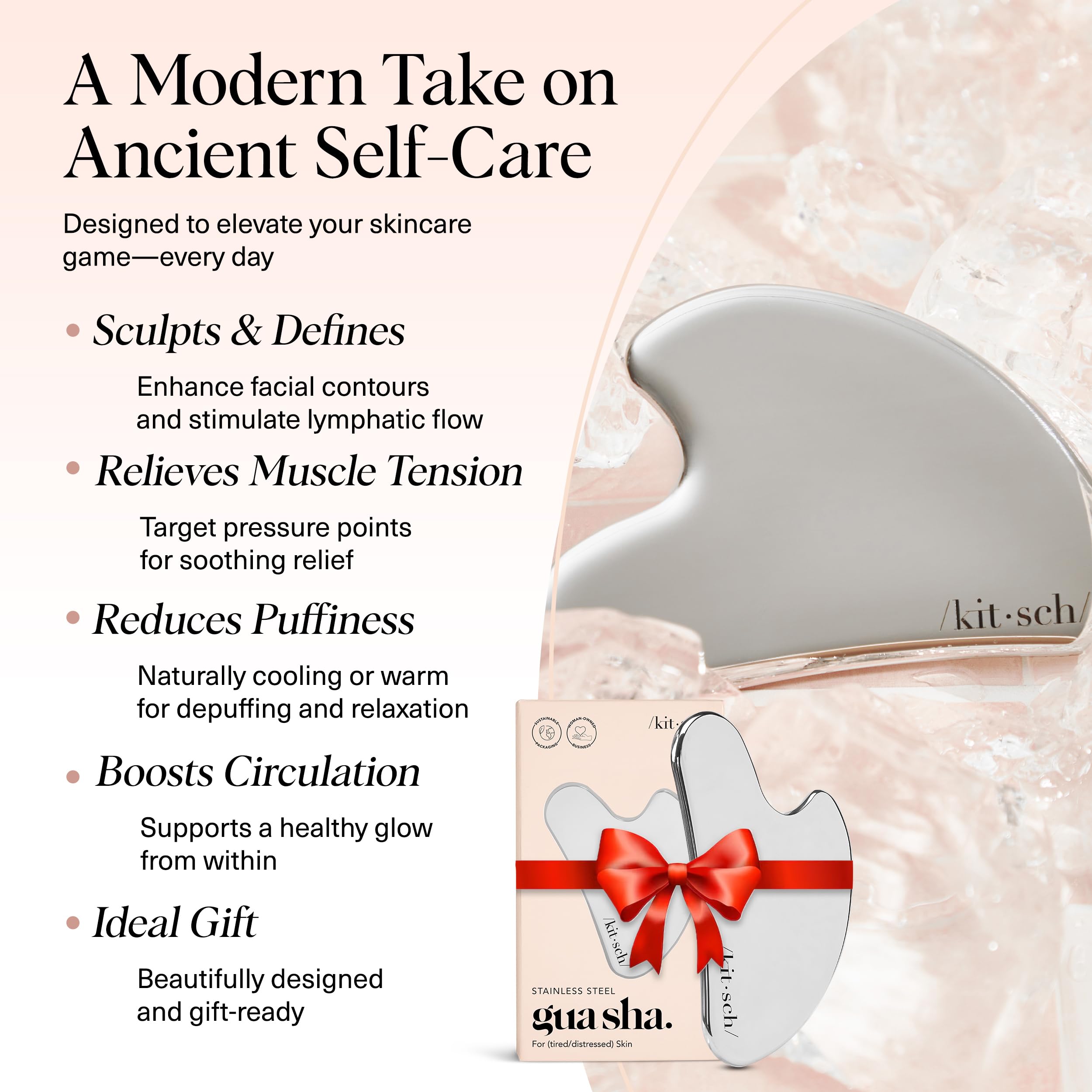 Kitsch gua sha para drenaje linfático, mejora la circulación y reduce la hinchazón