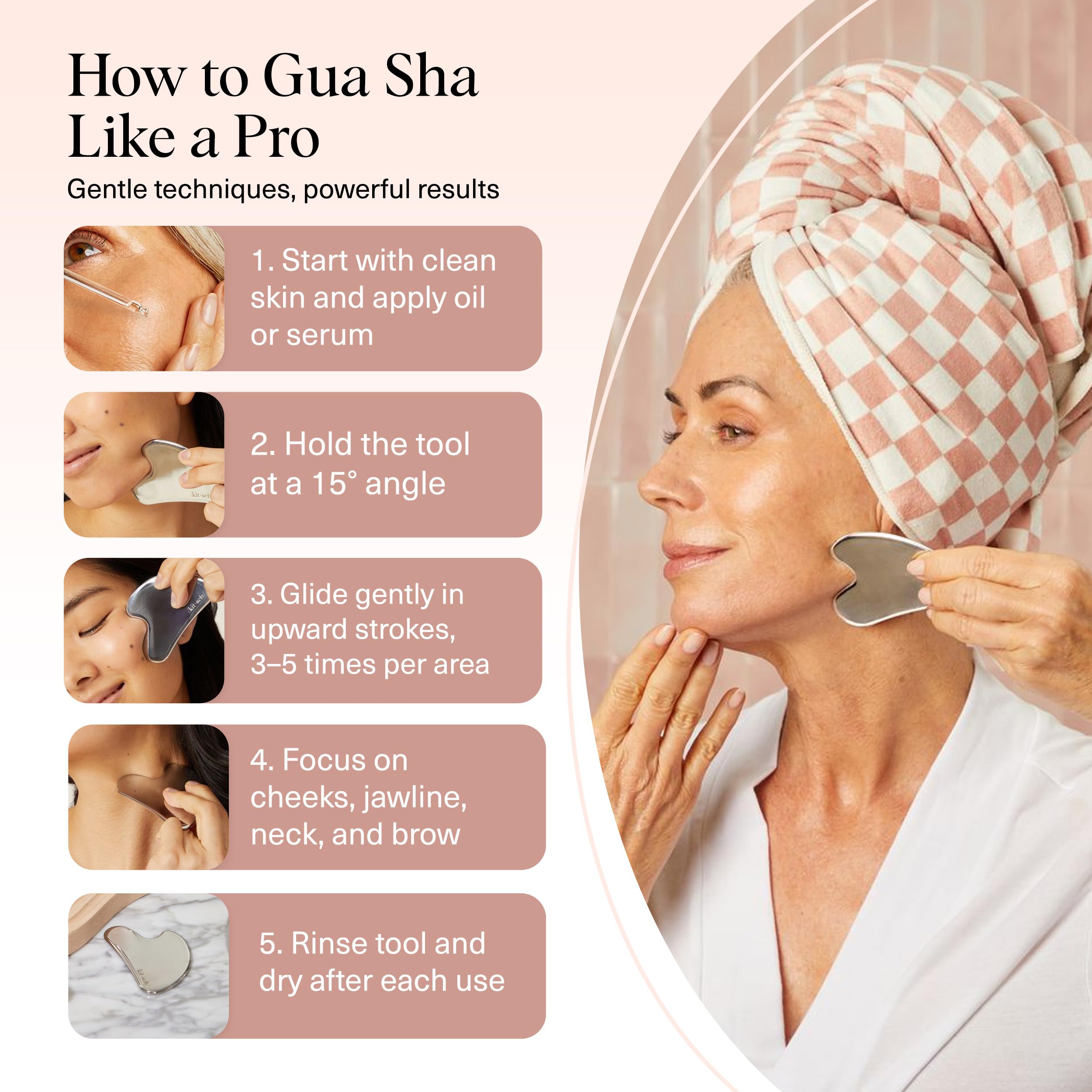Kitsch gua sha limpieza fácil, herramienta higiénica lista para uso diario