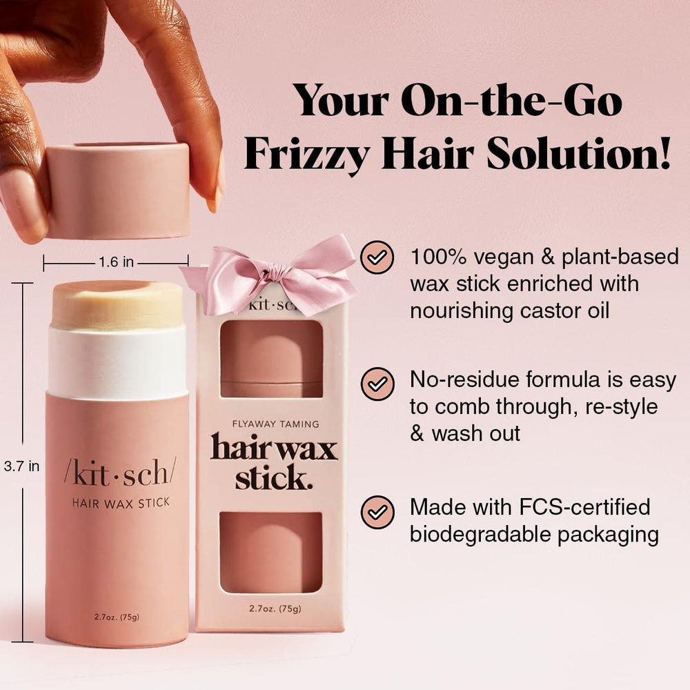 Kitsch Hair Wax Stick tames flyaways for a polished, natural look.