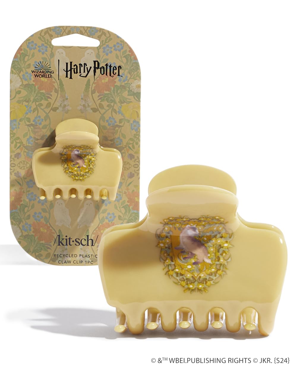 Pinza de Kitsch con emblema Hufflepuff para sujetar mechones con estilo