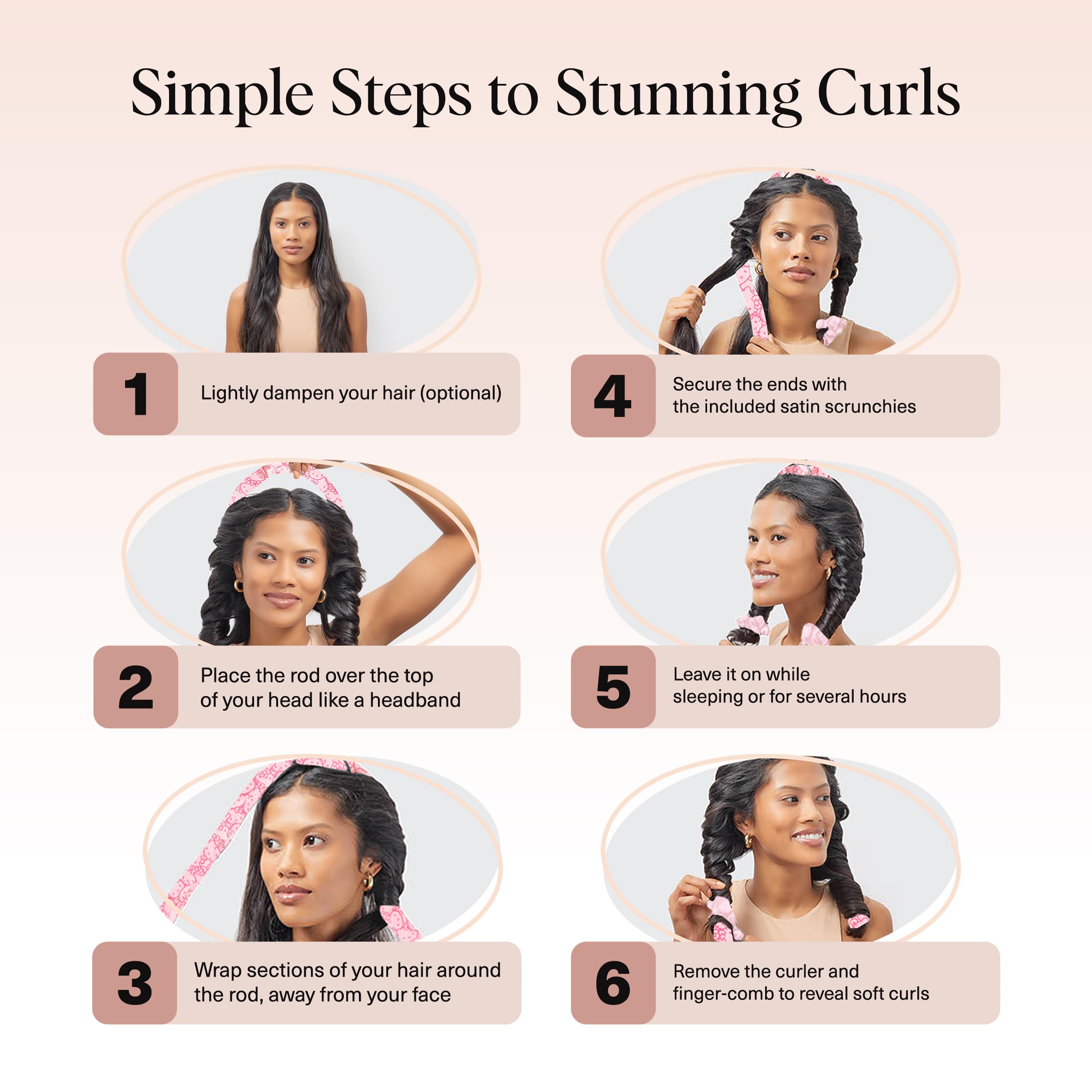 Kitsch Hello Kitty: uso nocturno cómodo para rizos definidos sin calor