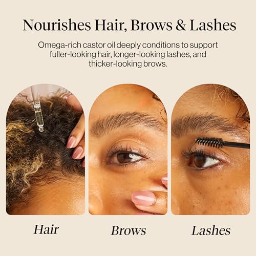 Kitsch huile de ricin, application sourcils pour douceur et définition.