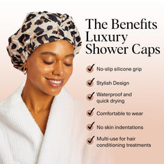 Gorro de ducha Kitsch Leopardo, secado rápido para uso diario.