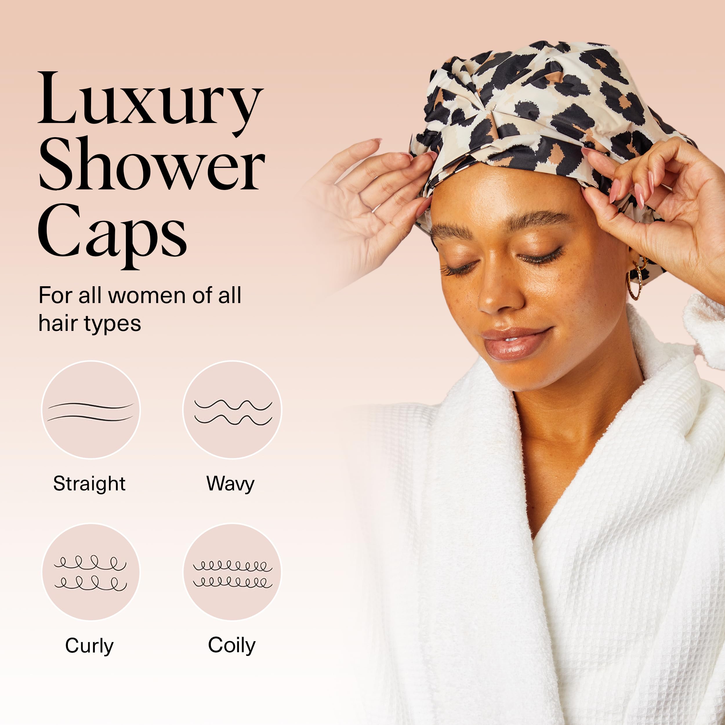 Gorro de ducha reutilizable Kitsch, ajuste antideslizante para no resbalar.