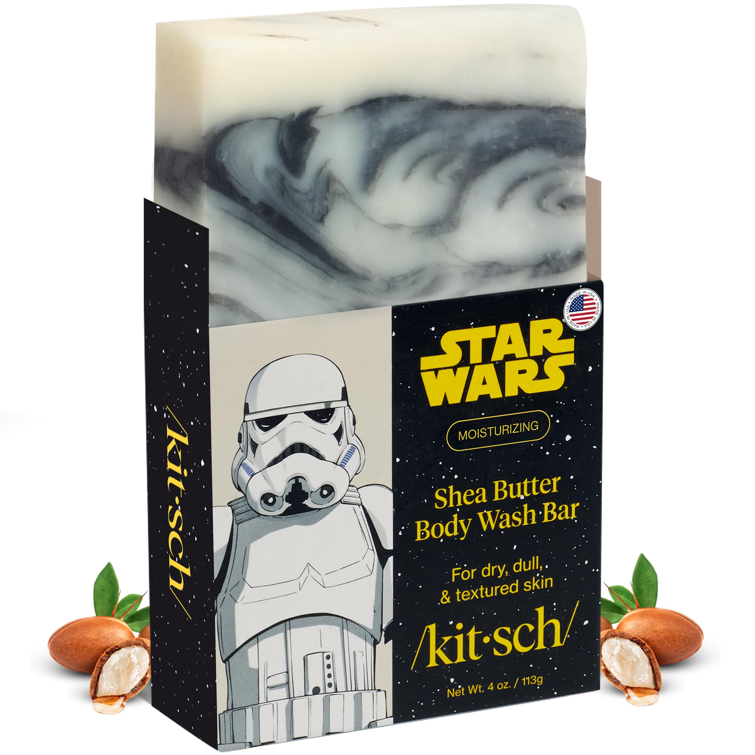 Kitsch manteca de karité exfoliante para el cuerpo, barra Stormtrooper, hidrata y suaviza la piel.