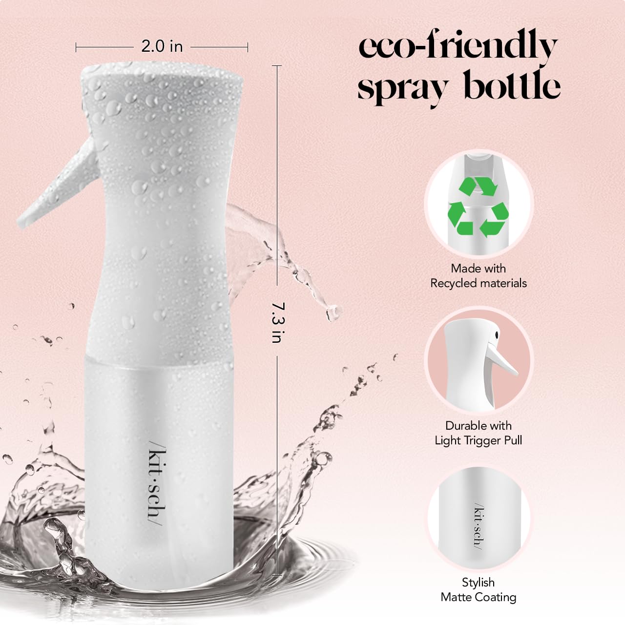 Kitsch pulverizadora de niebla ultra fina para cabello, ideal para refrescar rizos sin saturar.