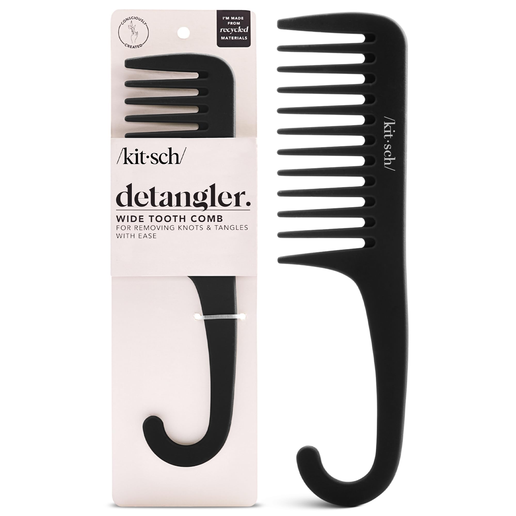 Peine Kitsch de dientes grandes para cabello rizado, desenreda con suavidad.