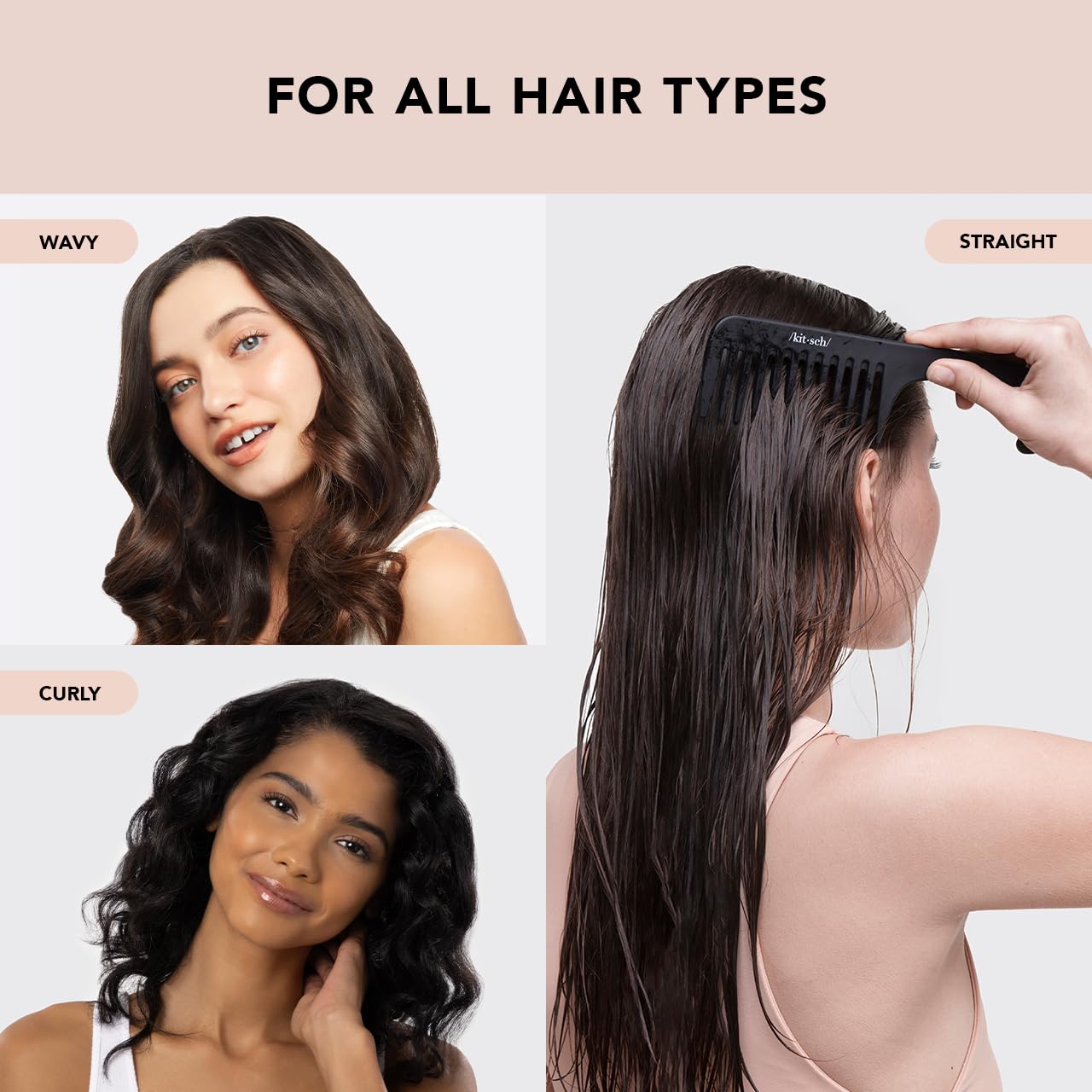 Peine Kitsch apto para todo tipo de pelo, uso diario.