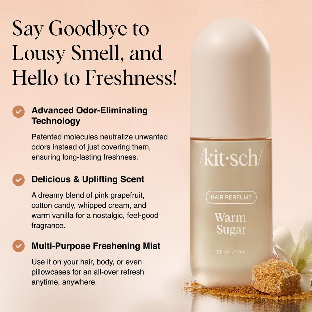 Kitsch perfume para cabello con aroma pomelo rosado y vainilla para sensación fresca.