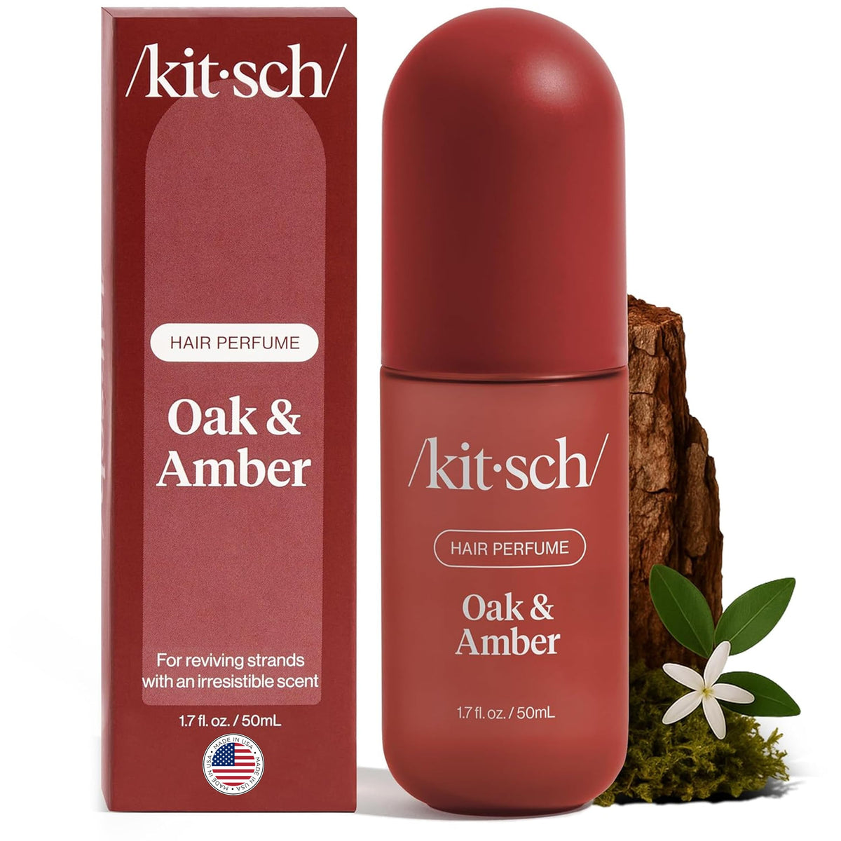 Kitsch perfume cabello Oak y Amber, frasco 50 ml, fragancia duradera para el día