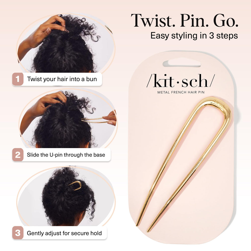 Pin de pelo francés Kitsch oro, acabado anticorrosión para uso prolongado.