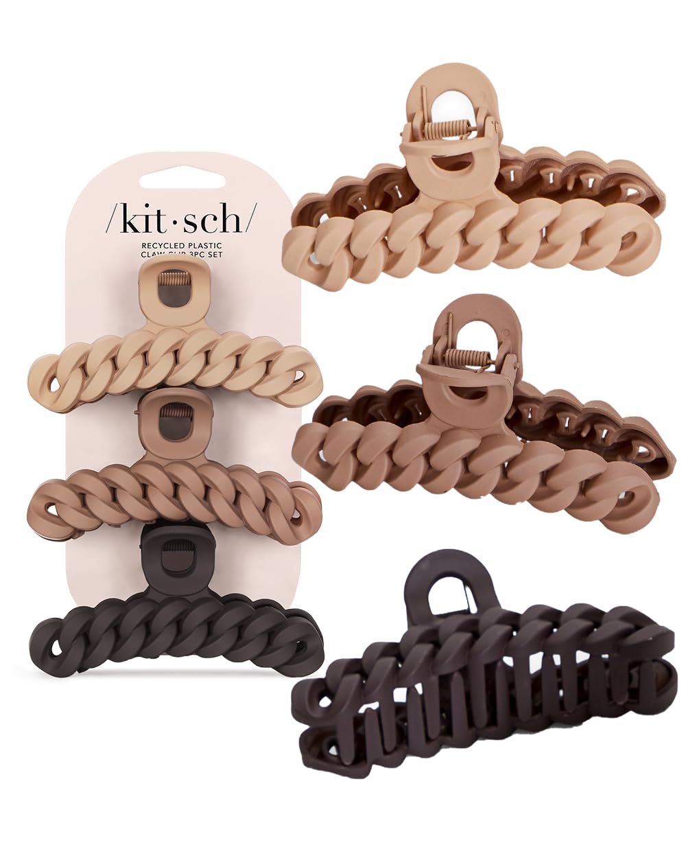 Kitsch pinza garra grande con cadena para pelo grueso, agarre estable durante el día