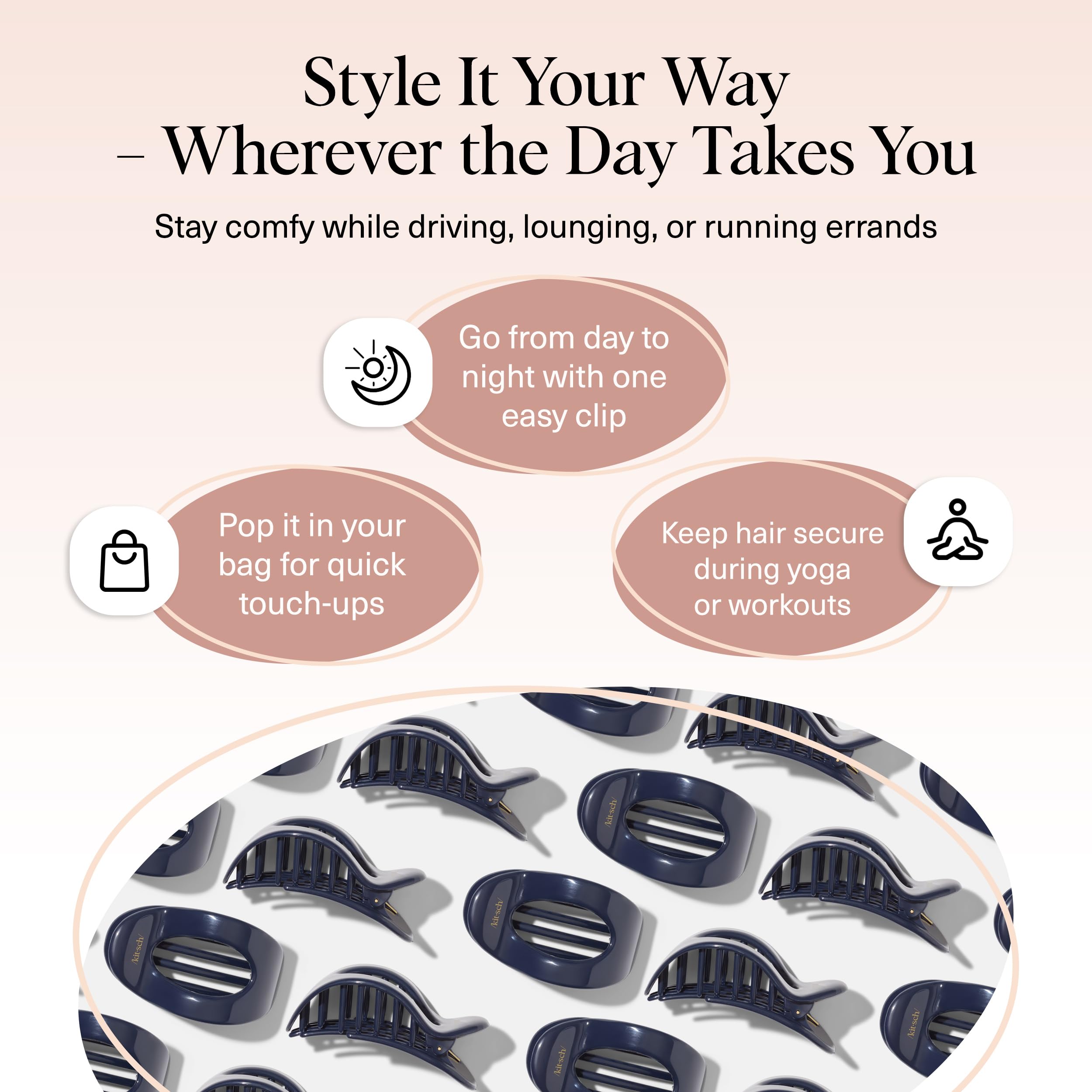 Kitsch pinza plana para un look profesional durante el trabajo o ejercicio.