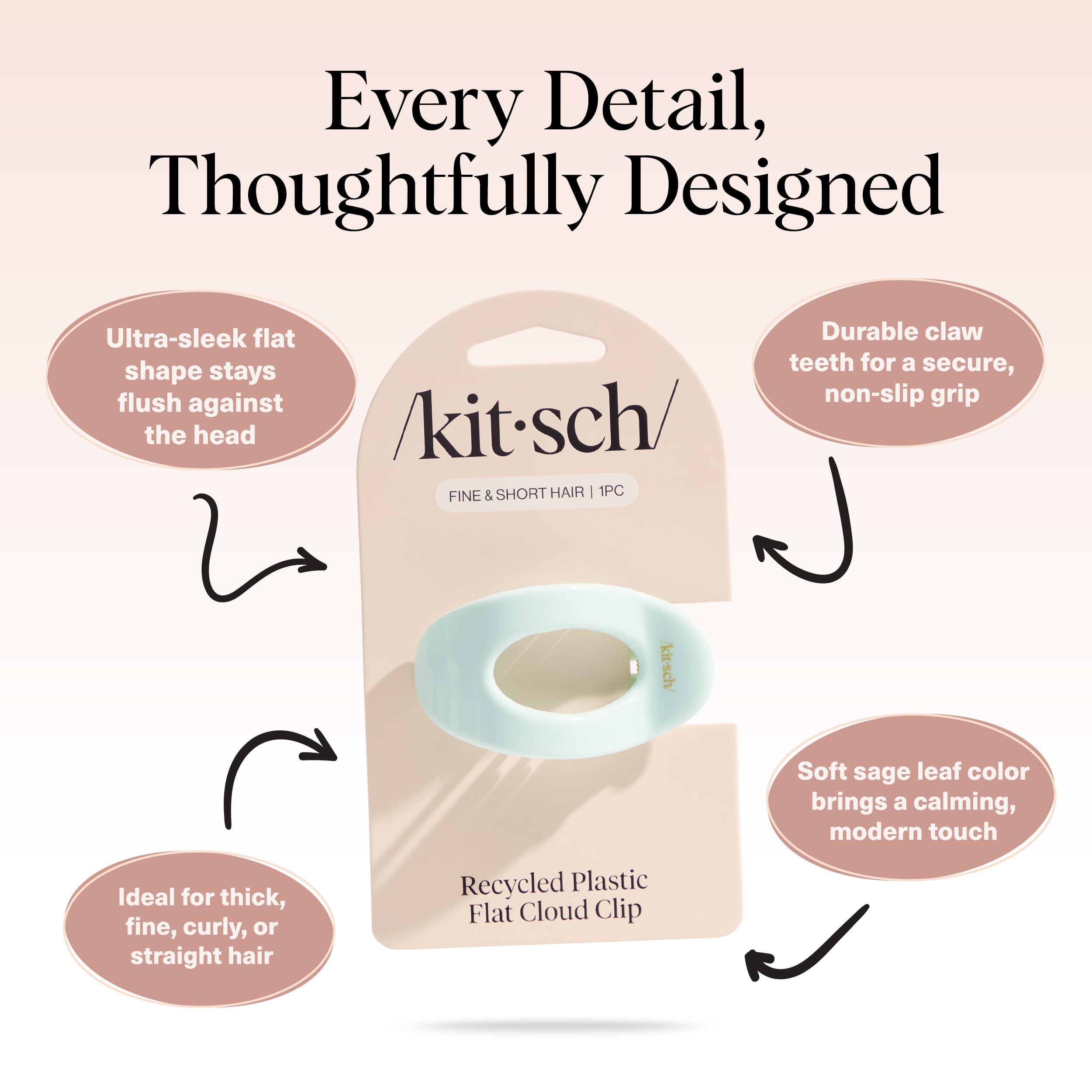 Kitsch pinza plana para uso diario, ligera y cómoda.