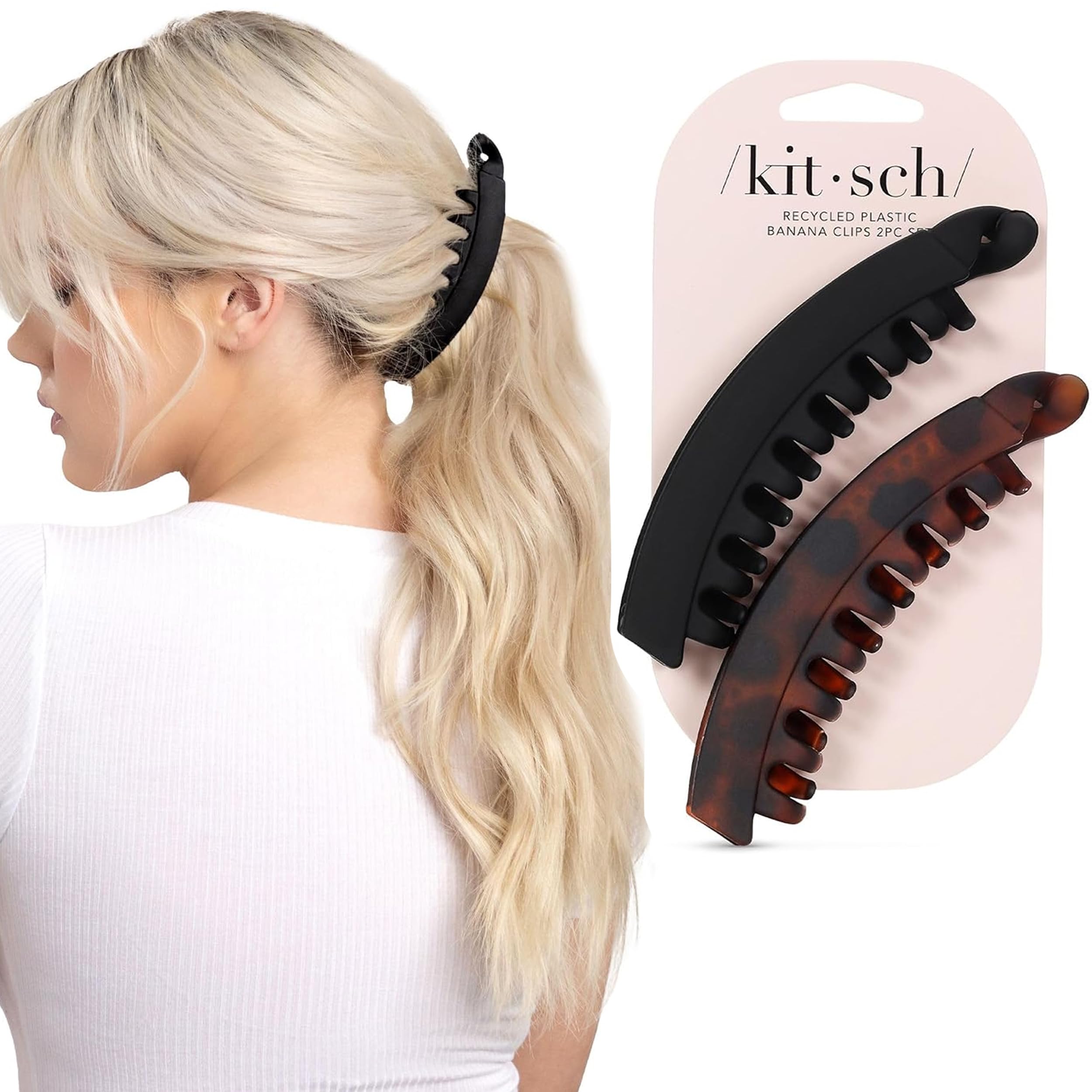 Kitsch pinzas banana negro carey para recogidos firmes sin aplastar el cabello