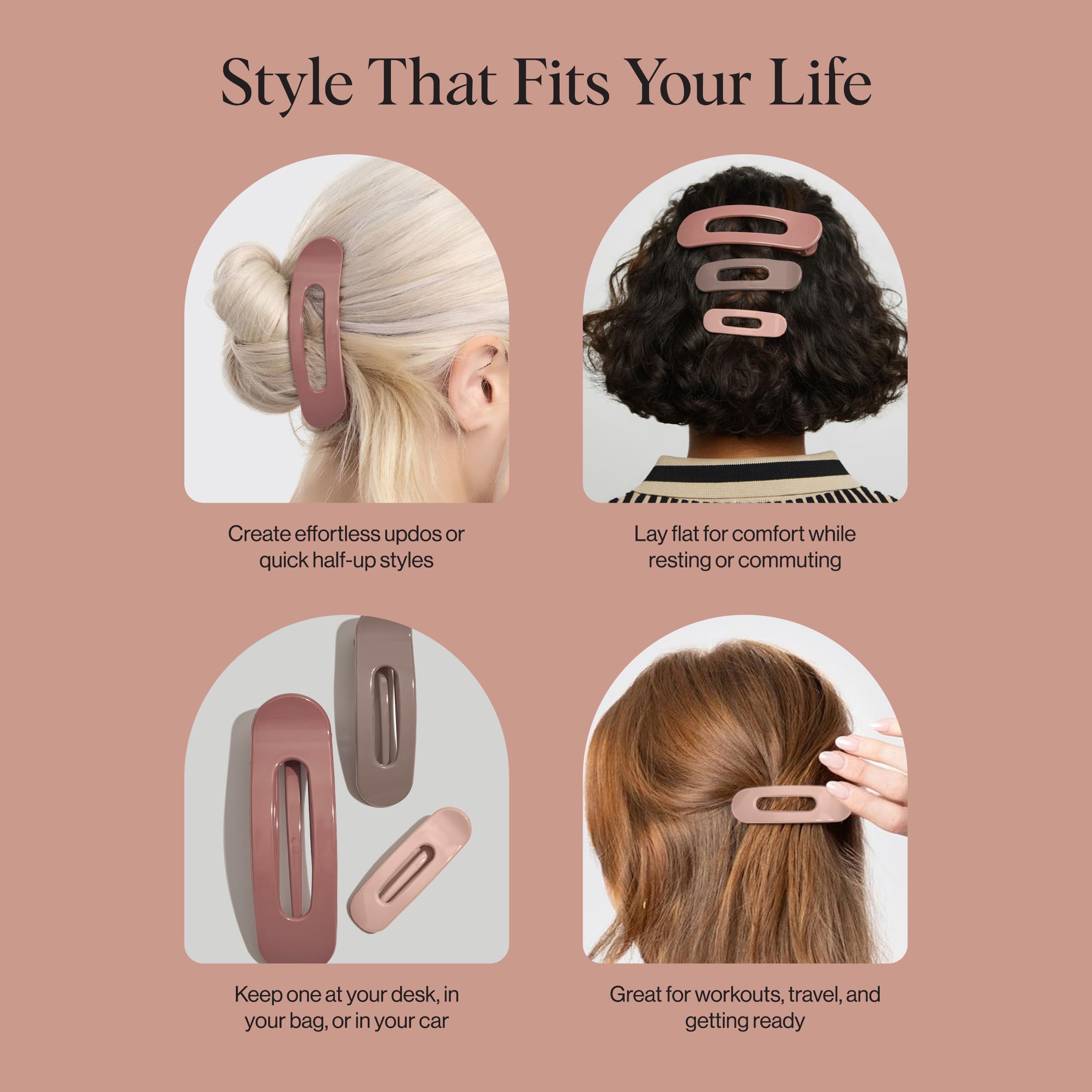 Pinzas planas Kitsch para cabello fino, ayuda a crear peinados rápidos.