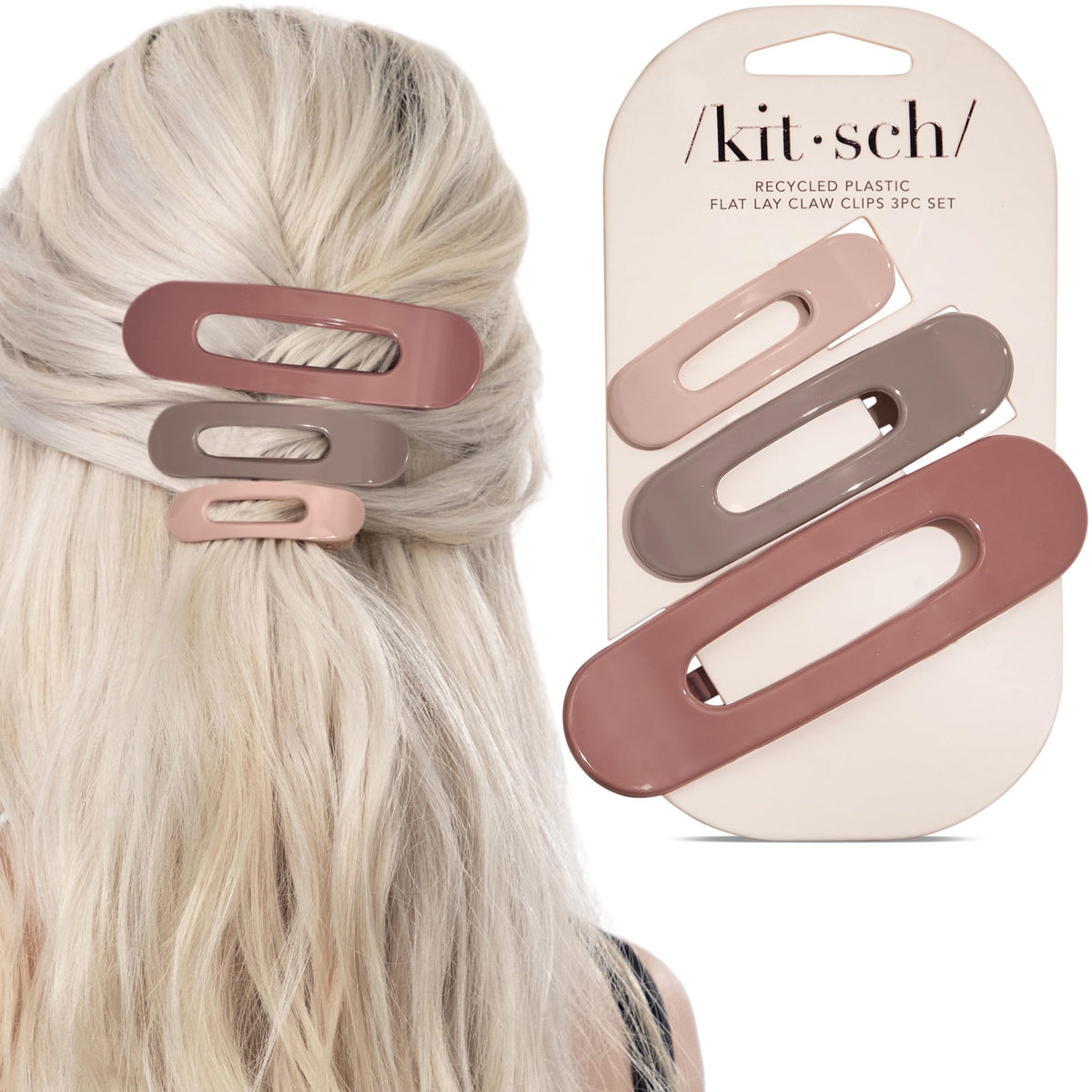 Kitsch pinzas planas en terracota ofrecen sujeción estable para el cabello.