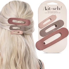 Kitsch pinzas planas en terracota ofrecen sujeción estable para el cabello.