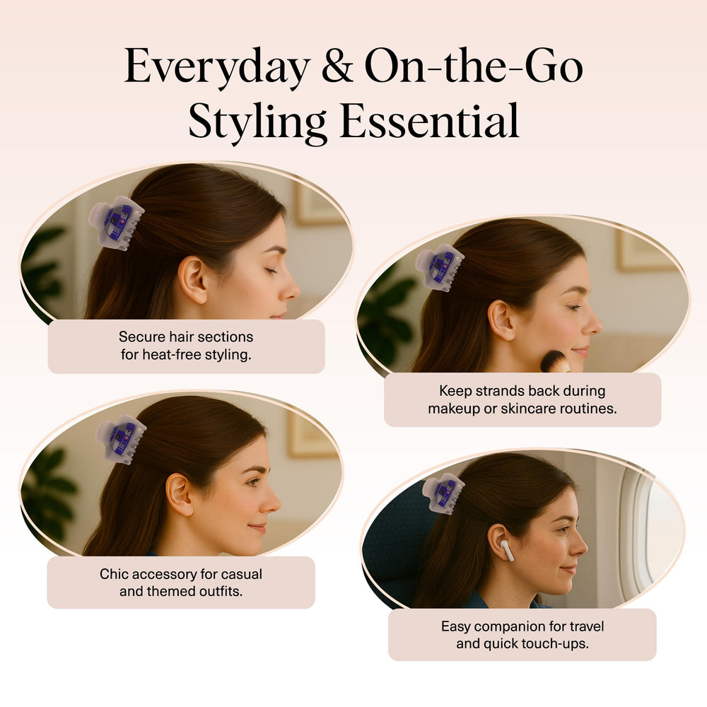 Kitsch R2-D2 clip para moños y trenzas, ideal para looks rápidos.