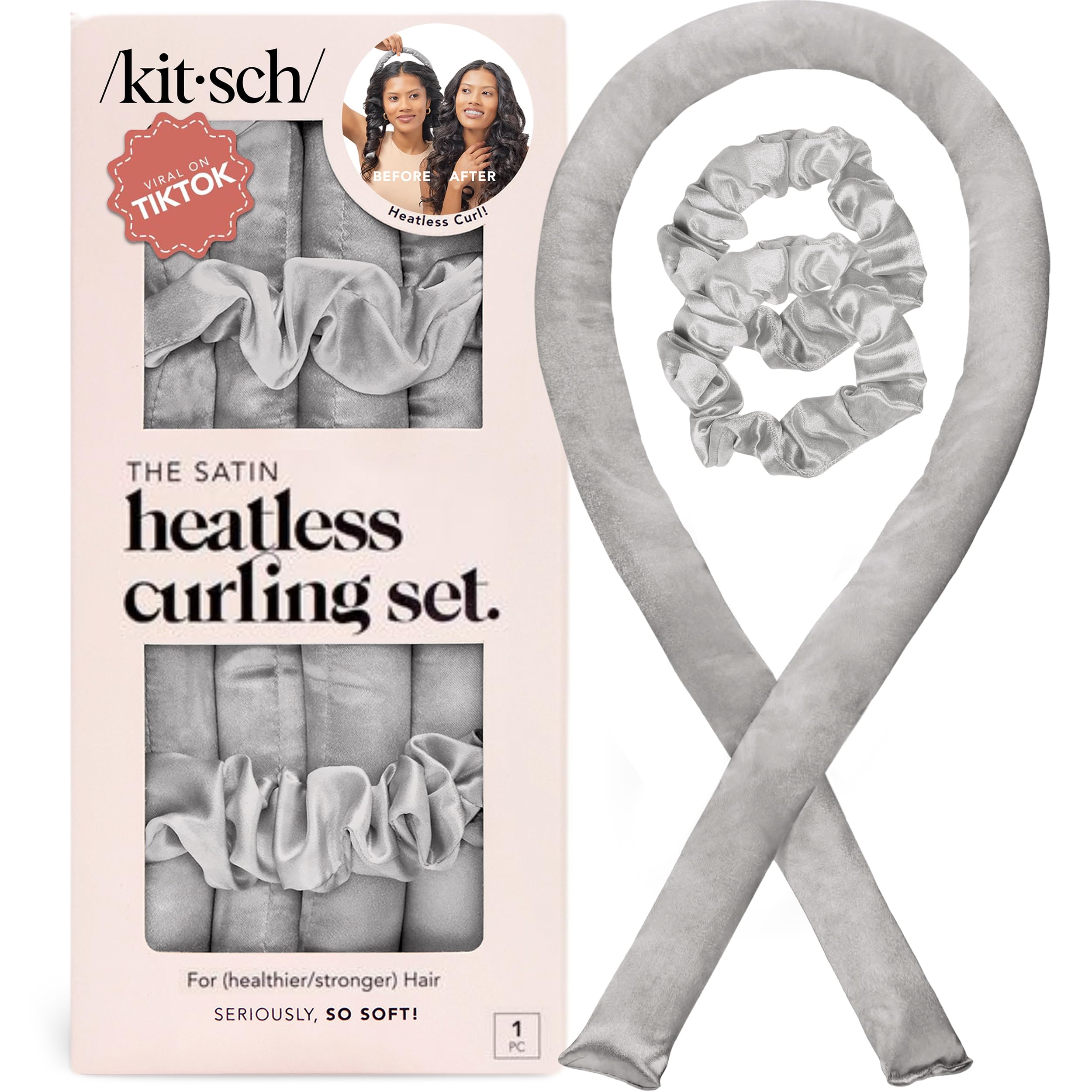 Kitsch rodillo satin para rizos sin calor de 34 pulgadas, ideal para dormir