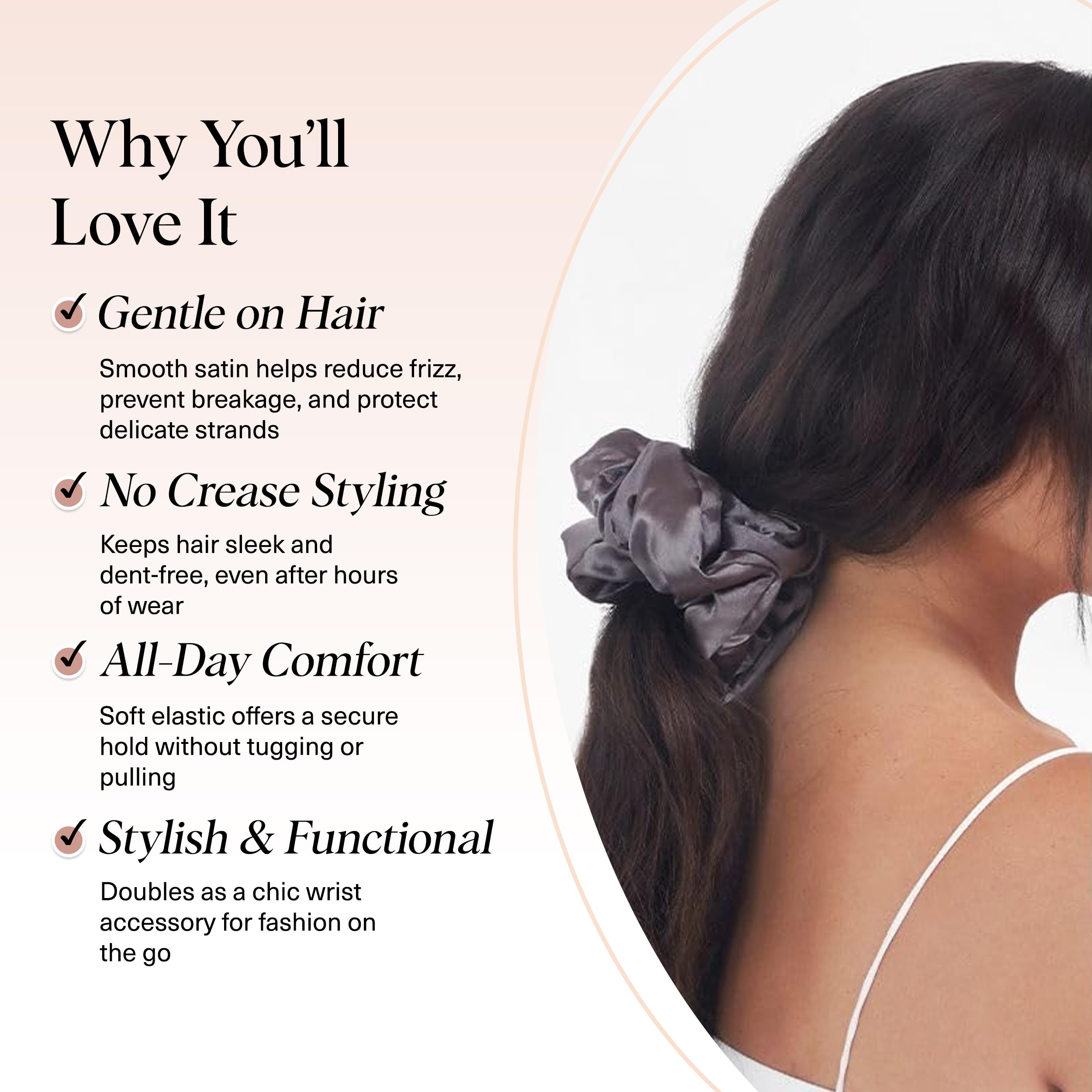 Kitsch coletero satén para coleta en cola alta con diseño suave.